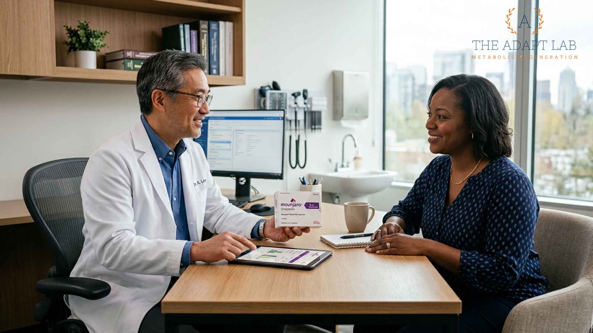 Doctor discussing Mounjaro treatment options with a patient.