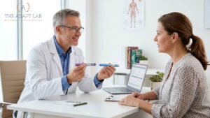 Doctor discusses Wegovy and Zepbound injections with a patient.