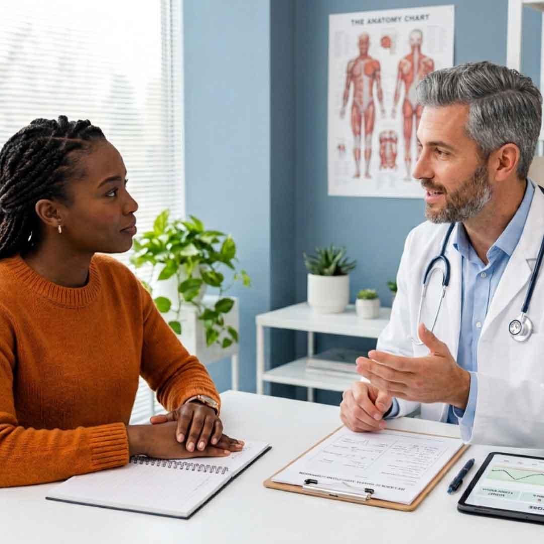 Doctor discussing a metabolic weight loss plan with a patient from Del Mar.